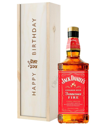 Jack Daniels Fire Whiskey Birthday Gift In Wooden Box