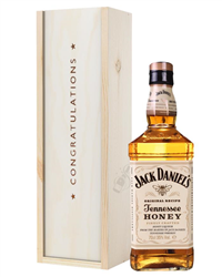 Jack Daniels Honey Whiskey Congratulations Gift In Wooden Box